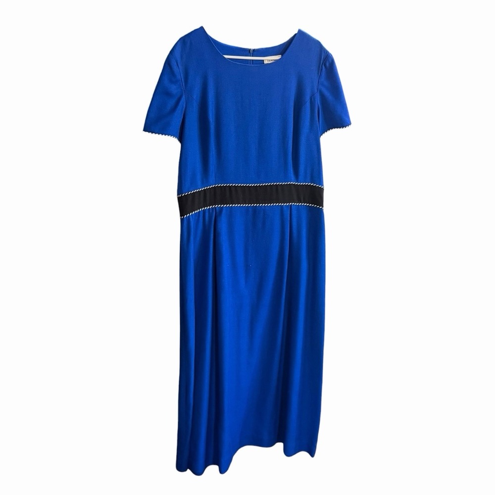 Talbots‎ Royal Blue Whipstitch Trim Short Sleeve Midi Dress Size 16